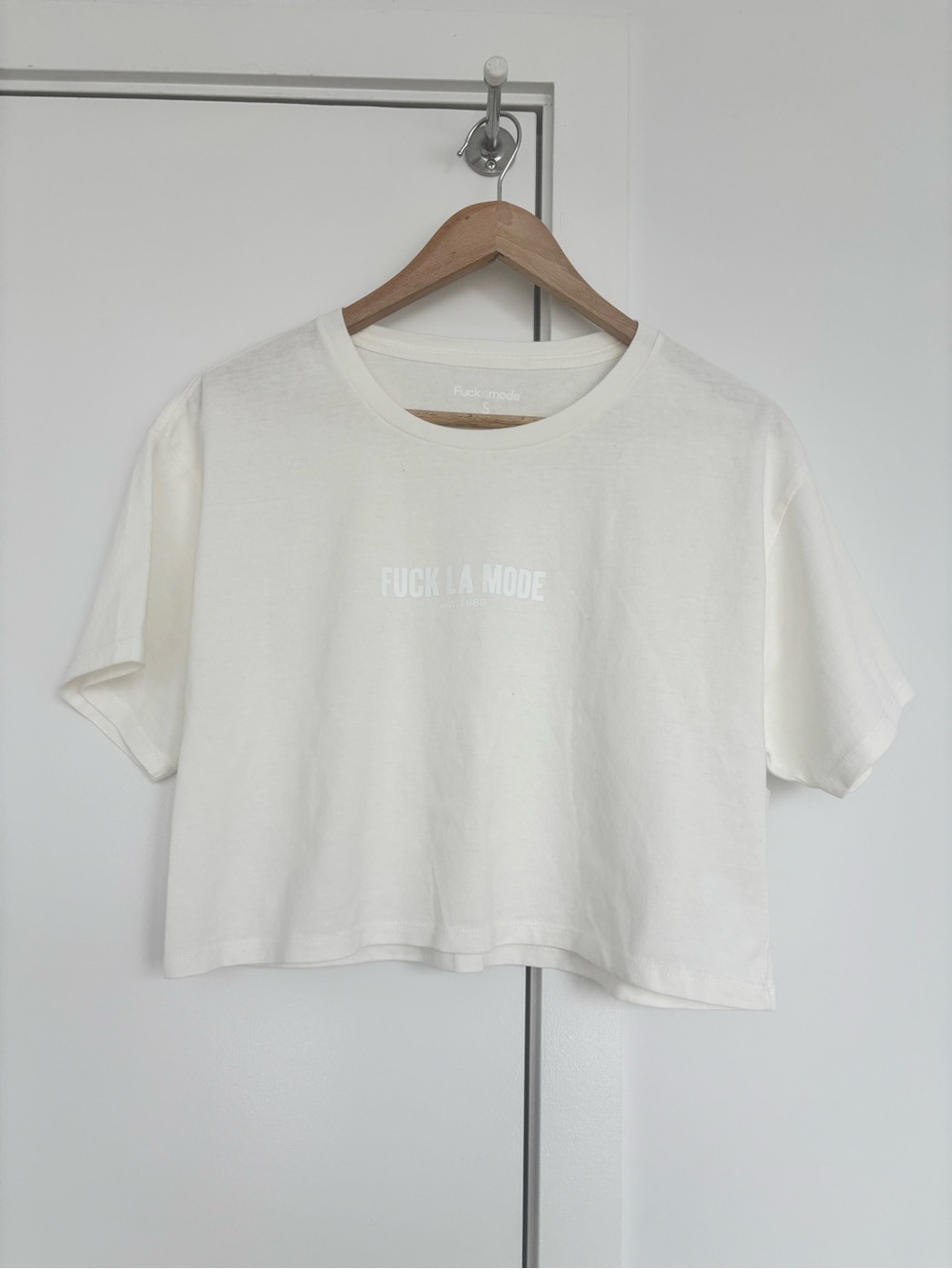 F*ck La Mode FLM Crop Tee | Size S | Off White | NWT